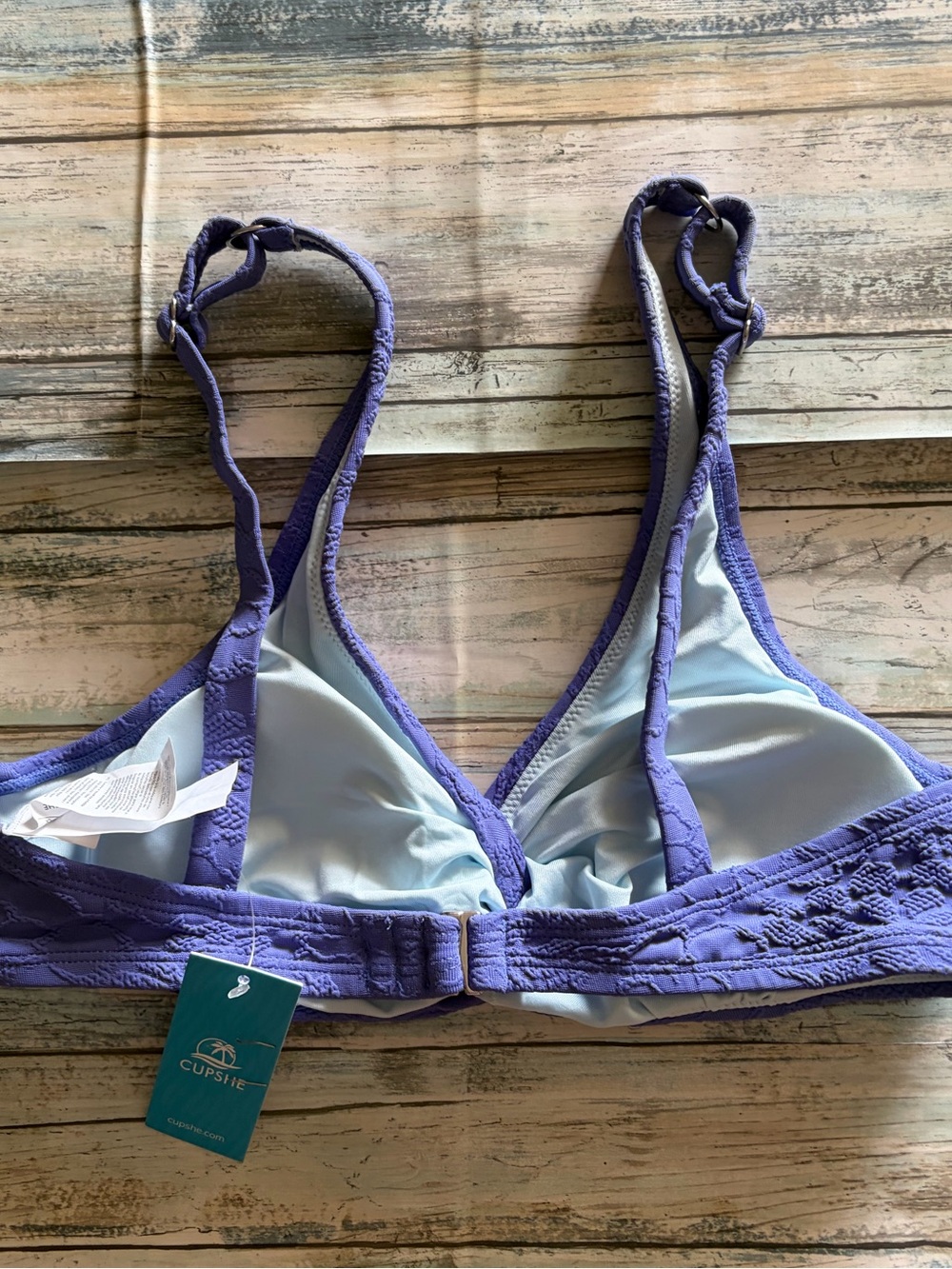 Cupshe Lavender Lace Twist-Front Bikini Top Size Medium NWT - Picture 4 of 5
